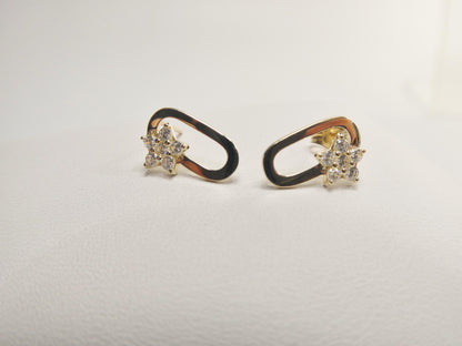 Real 10k Solid Yellow Gold Design Paperclip Push Post Earrings