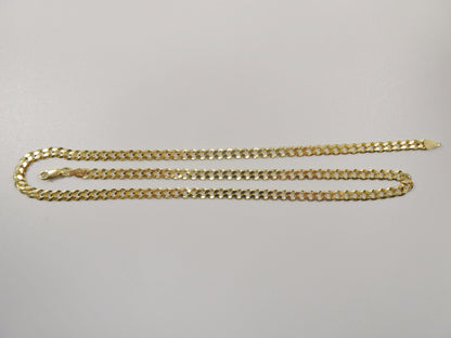 Real 925 Sterling Silver Solid Curb Chain 14k Yellow Gold Finish