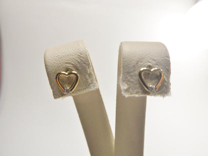 10k Real Solid Gold Heart Micro Fave Setting Push Back Earrings
