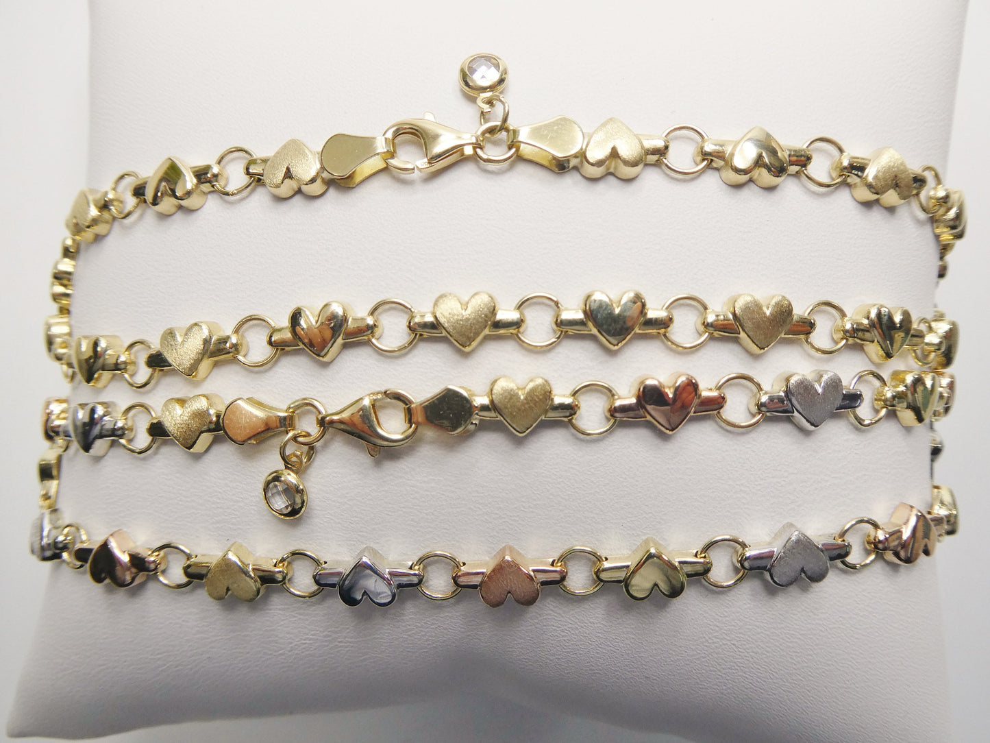 real 14k solid yellow gold 10 inch anklet heart bracelet