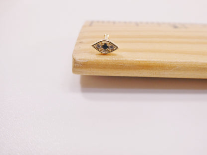 14k Real Solid Yellow Gold Evil Eye Nose Ring