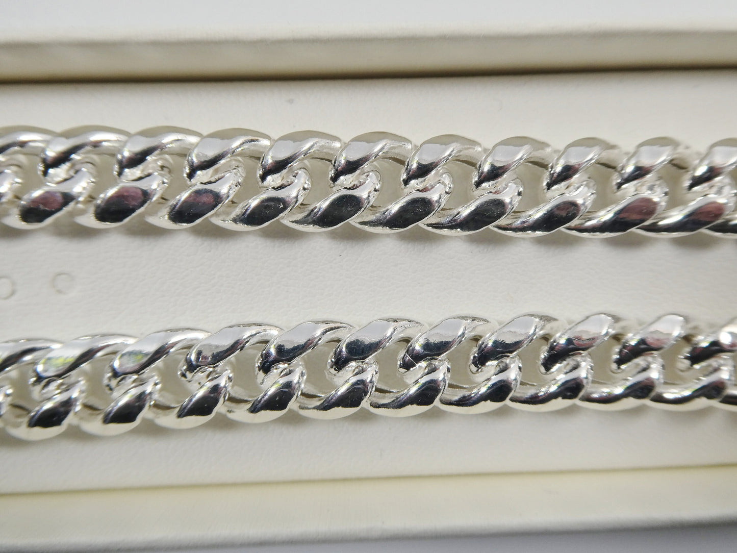 real 9mm 925 sterling silver Miami  SEMI SOLID link chain box lock clasp