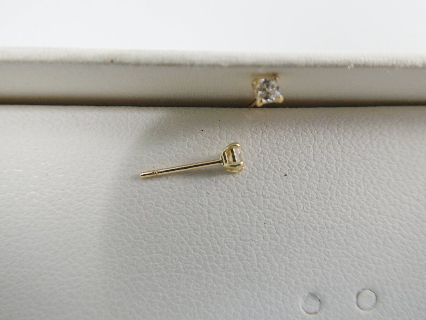 10k real solid yellow gold push post pair 2MM square nose earring