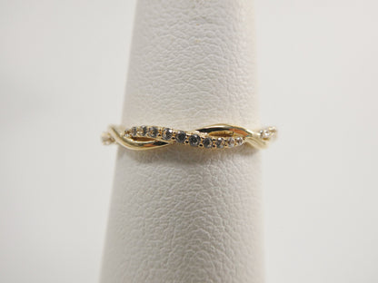 Real 14k Solid Yellow Gold Women's Classic Micro Pave Setting Pinky Ring