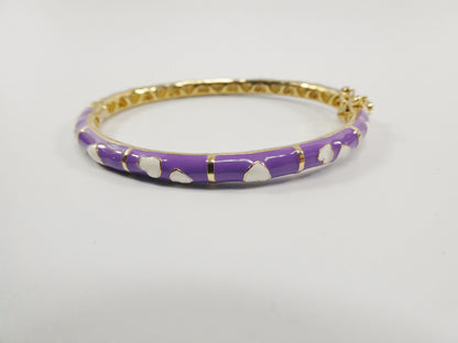 18k Yellow Gold Filled 50mm Purple Enamel Children Bangle Bracelet
