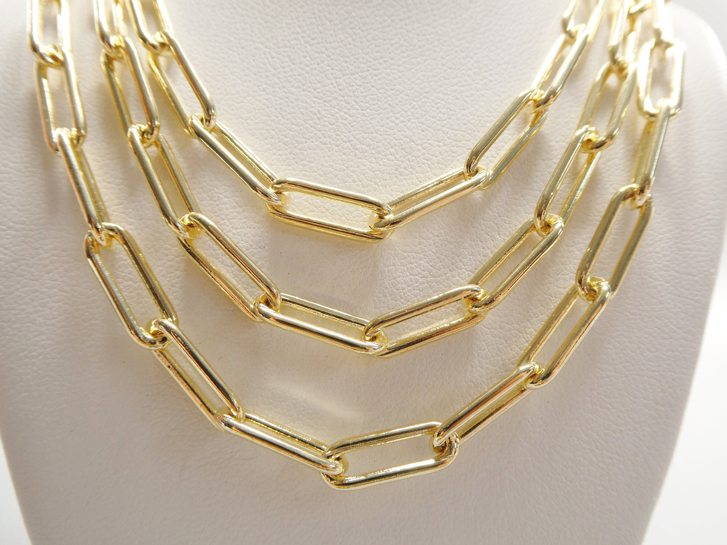 5mm 18k gold filled paper clip chain necklace 16"-18'-20"