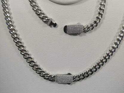 Real 925 Sterling Silver 7mm Solid Monaco Style 14k White Gold Color Finish