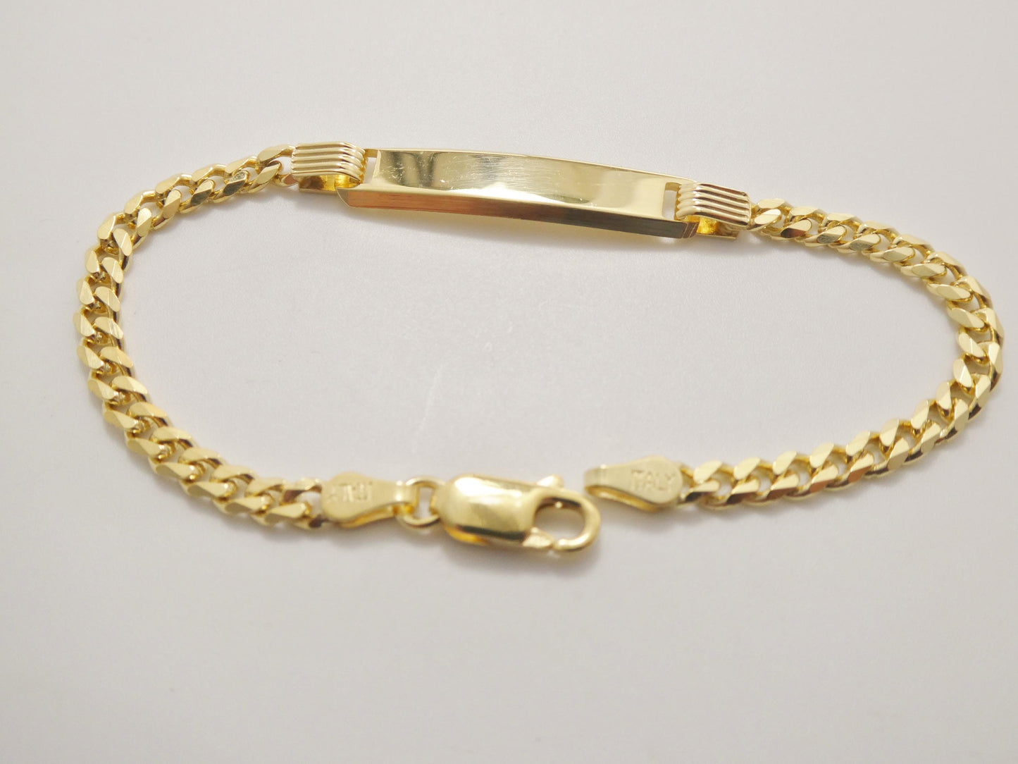 925 sterling silver 6 inch baby id bracelet yellow gold color finish