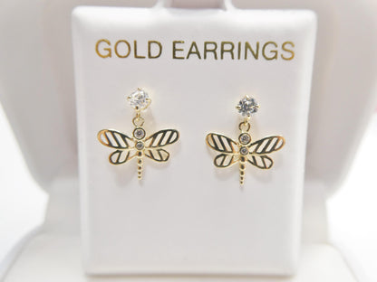 Real 10k Solid Yellow Gold Butterfly Push Post Earrings