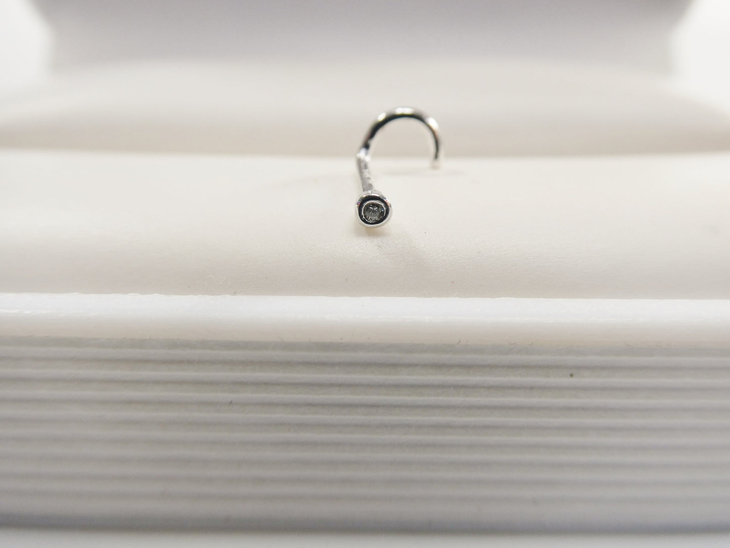 14k real solid yellow gold real diamond stone twist nose ring