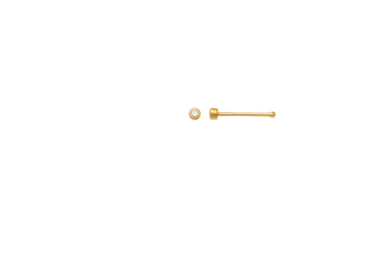 14k real solid yellow gold long post nose ring