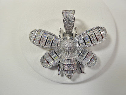Real 925 Sterling Silver Honey Bee Chain and Pendant 14k Yellow Gold Finish