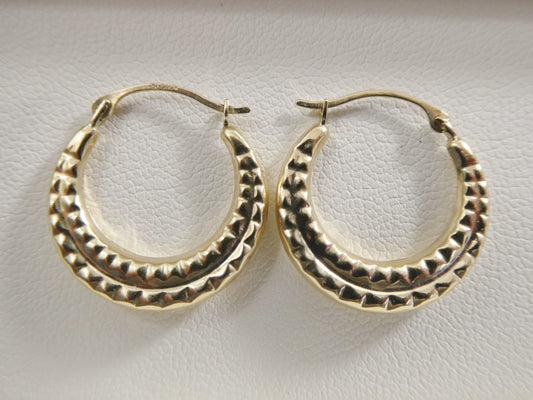 10k real solid yellow gold 18MM classic design hoop earrings