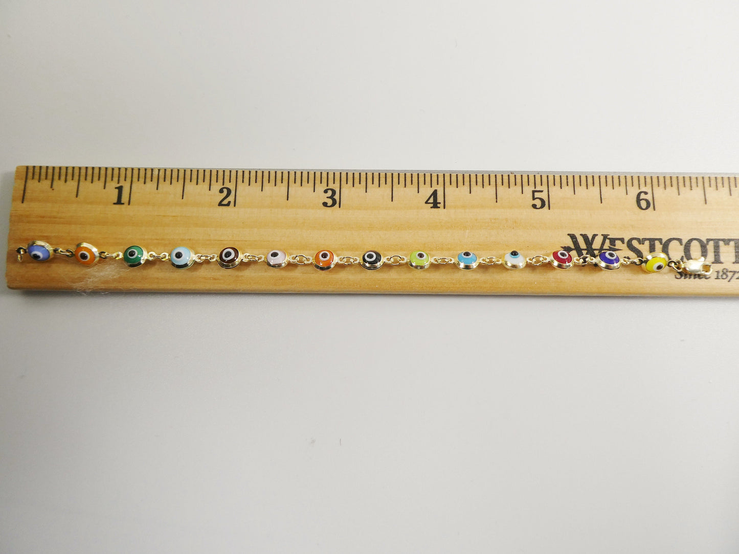 real 14k sold yellow gold 6 inch evil eye multi color adjustable baby bracelet