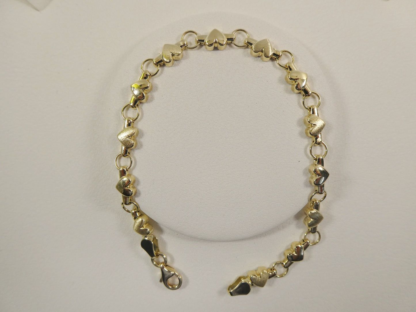 real 14k solid yellow gold 7 / 8 / inch heart ladies bracelet