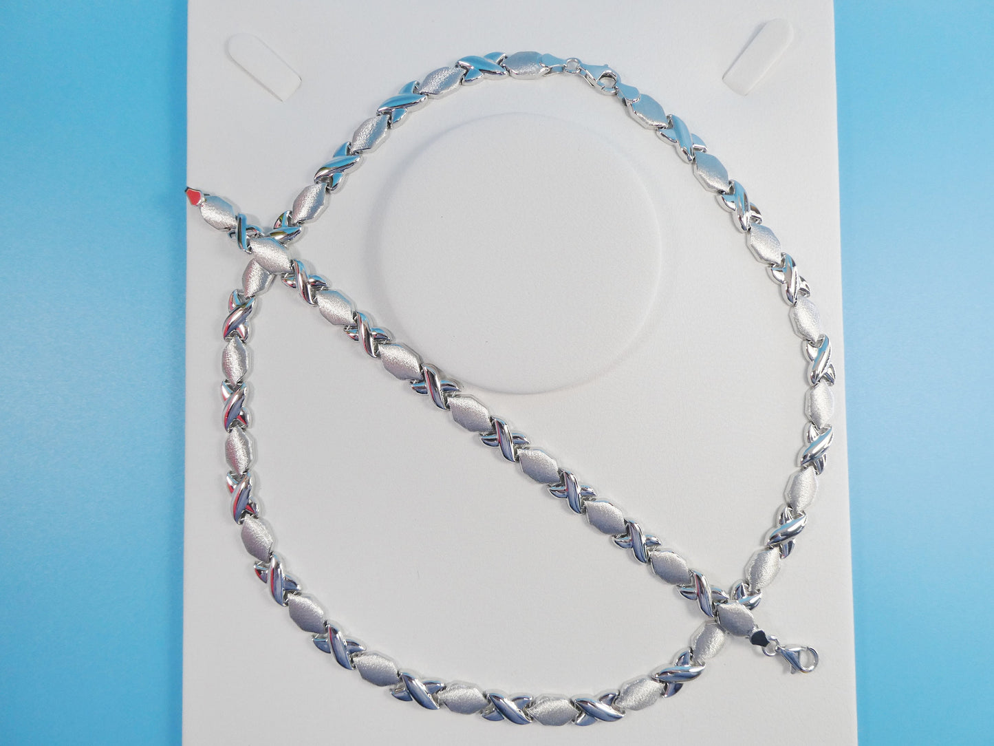 XOXO Sterling Silver Necklace Bracelet Set - Satin Finish