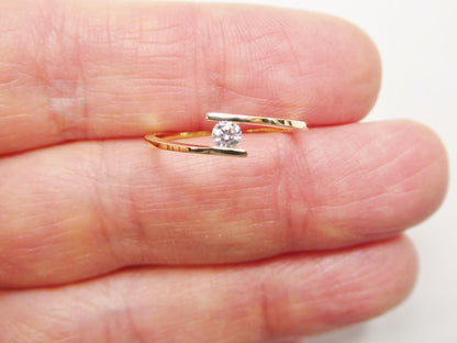 Real 10k Solid Yellow Gold Women's Classic Micro Pave Setting Ring
