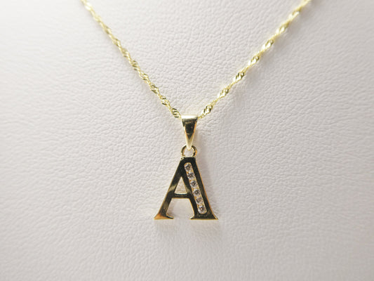 10k real solid yellow gold small initial alphabet pendent and necklace