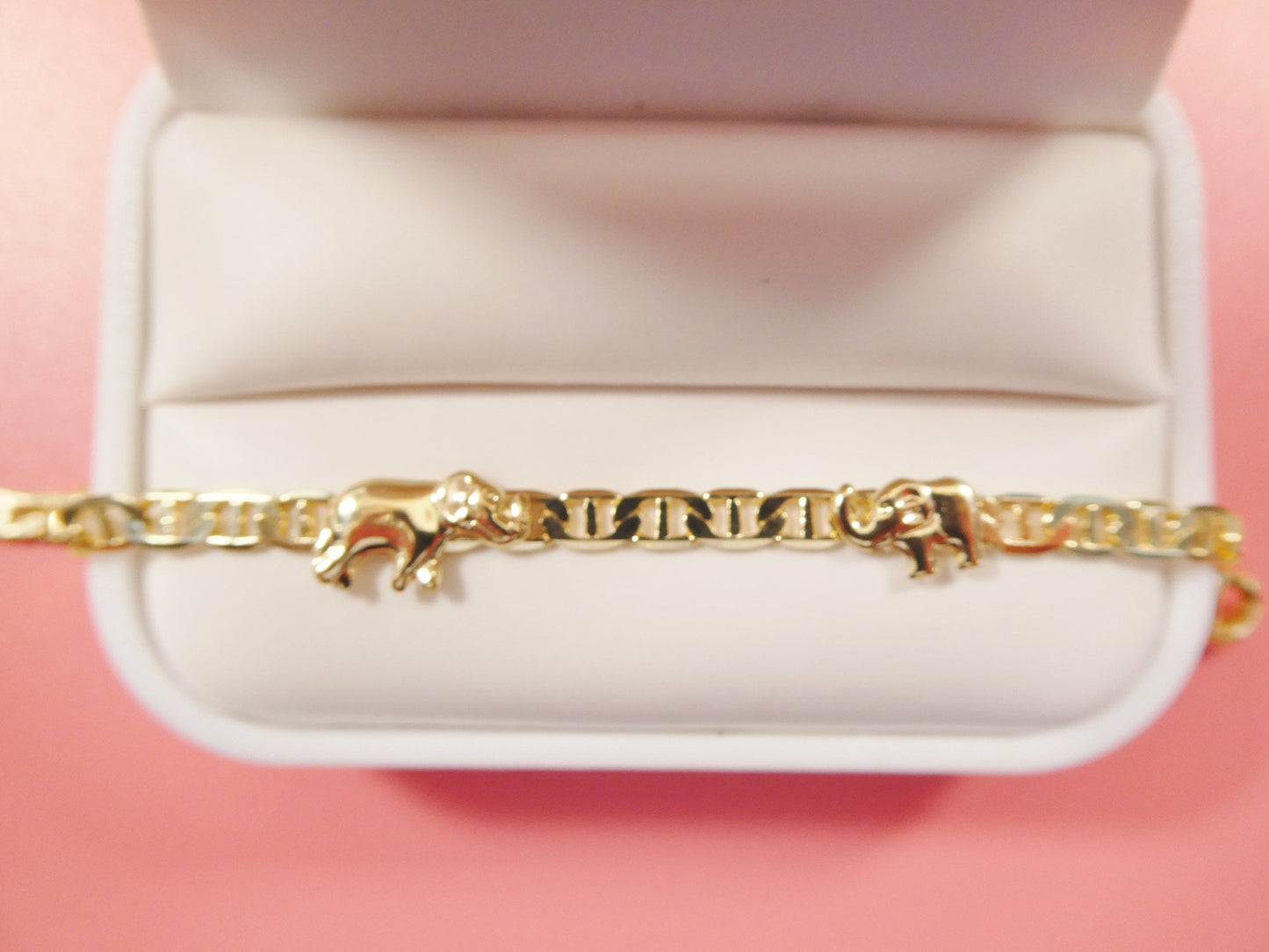5.5 inch 18k gold filled mariner chain style elephant baby bracelet