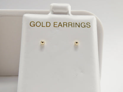 Real 10k Solid Yellow Gold Ball Earrings Push Post