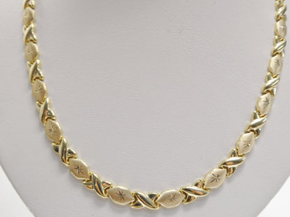 Real 925 Sterling Silver XOXO Hugs and Kisses Necklace 14k Yellow Gold Finish