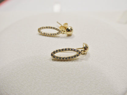 Real 10k Solid Yellow Gold Oval Drop Push Post Earrings