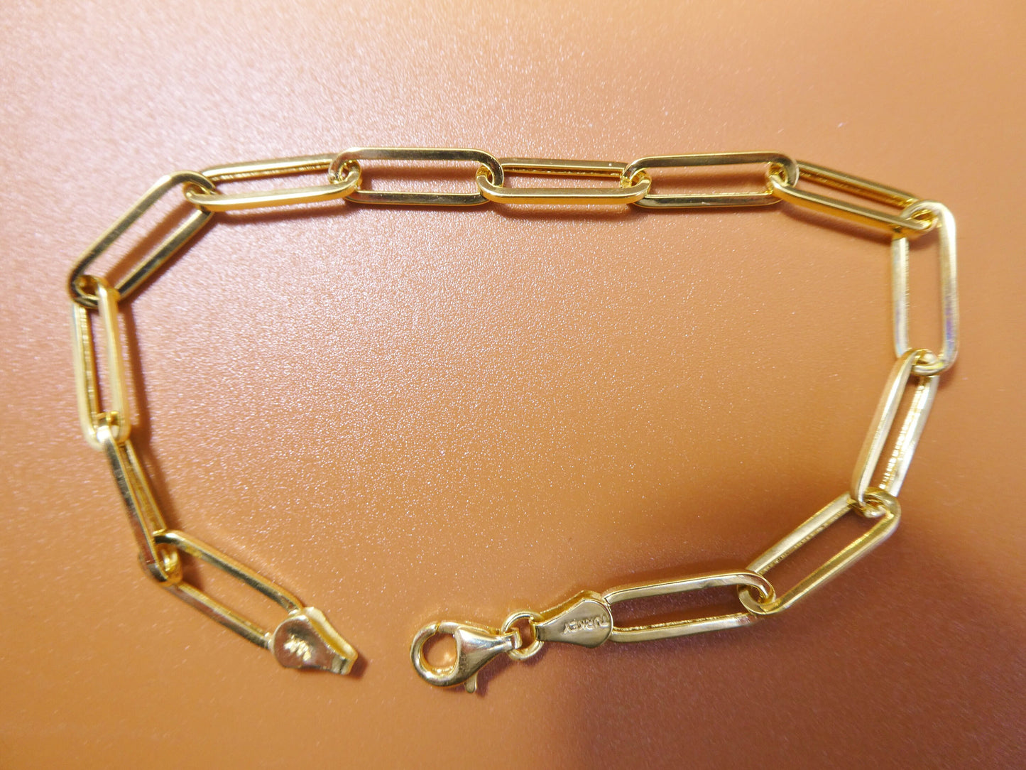 real 14k solid yellow gold paperclip 7.25 inch bracelet