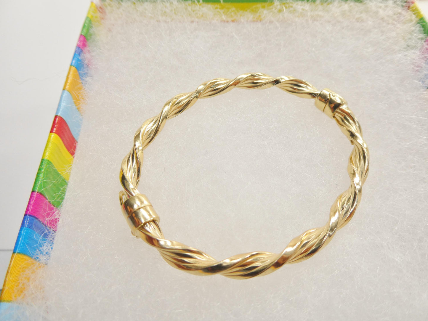 925 sterling silver baby children twist bangle bracelet yellow gold color finish