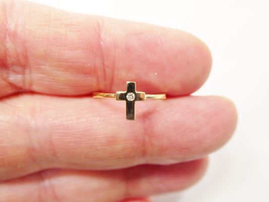 real 10k solid yellow gold cross classic pinky ring