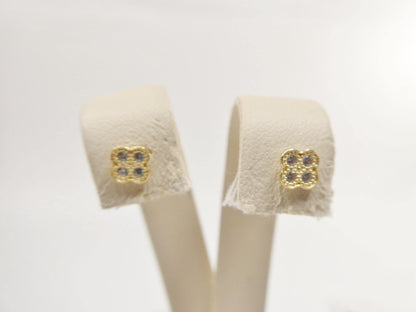 Real 10k Solid Yellow Gold Small Flower Push Post Stud Earrings