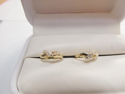 Real 10k Solid Yellow Gold Designer Hoop Huggie Earrings