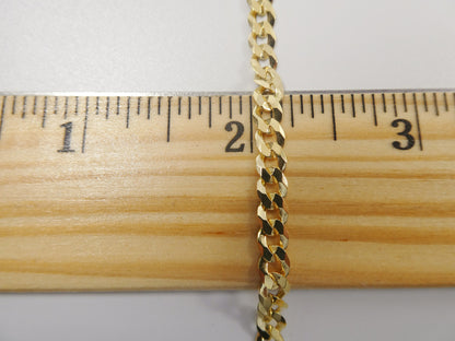 Real 925 Sterling Silver Solid Curb Chain 14k Yellow Gold Finish