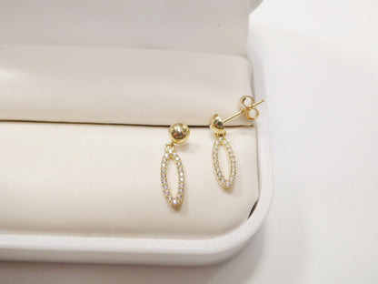 Real 10k Solid Yellow Gold Oval Drop Push Post Earrings