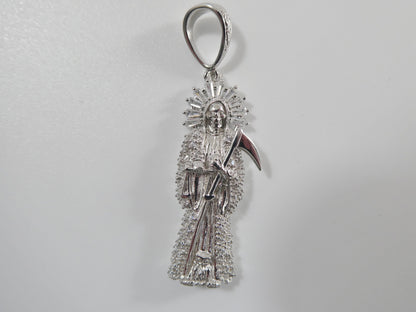 Real 925 Sterling Silver Santa Muerte Pendent Charm
