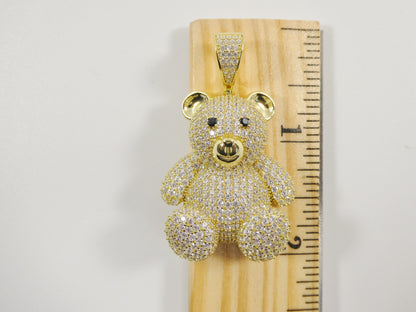 Real 925 Sterling Silver Teddy Bear Pendent and 2mm 20 Inch Moon Cut Chain
