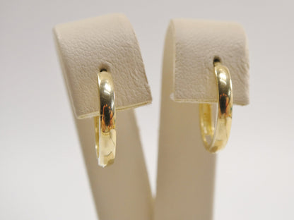 Real 10k Solid Yellow Gold Plain High Polish 15mm Hoop Huggie Earrings
