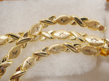 Real 925 Sterling Silver XOXO Hugs and Kisses Necklace 14k Yellow Gold Finish
