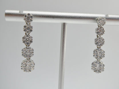 Real 925 Sterling Silver Micro Pave Setting 14k White Gold Color Finish Drop Earrings