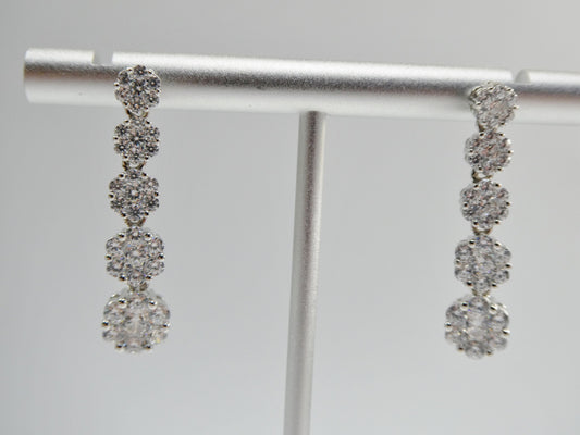 real 925 sterling silver micro pave setting 14k white gold color finish drop earrings