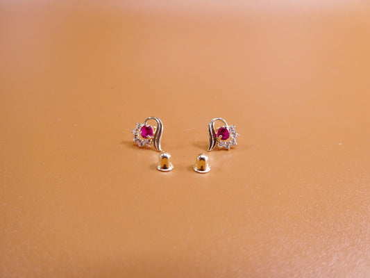 14k real solid yellow gold screw back children earrings heart shape