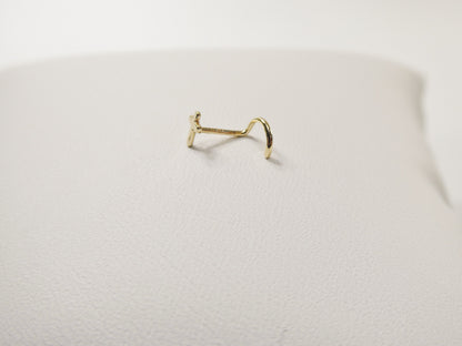14k Real Solid Yellow Gold High Polish Twist Cross Nose Ring