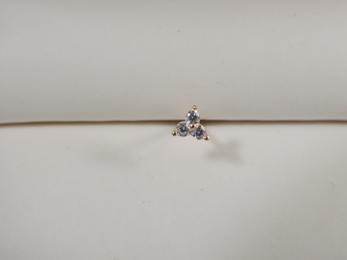 14k real solid yellow gold triangle long stud nose rings