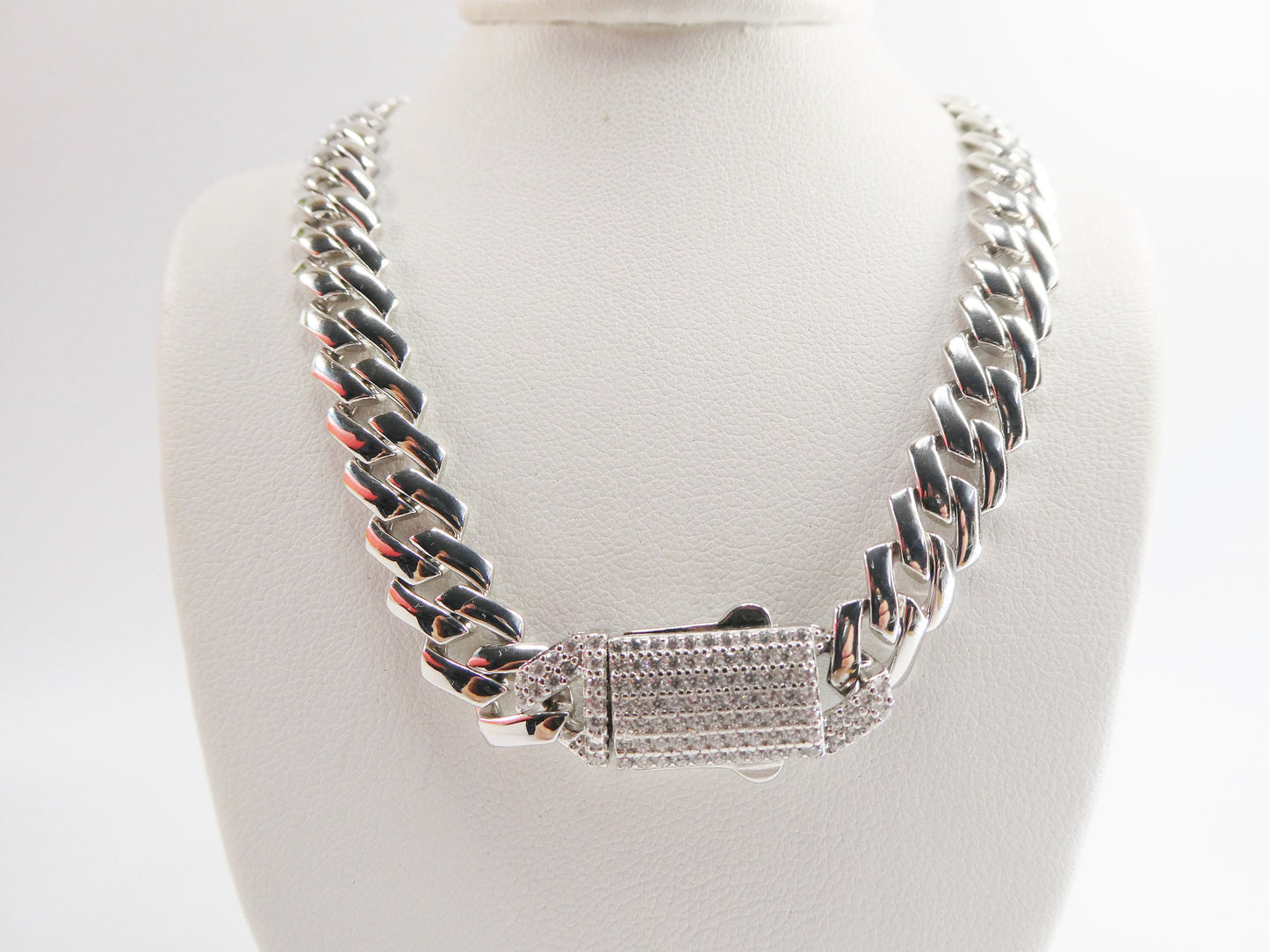 Sterling Silver Monaco Chain Set: 14k White Gold Tone, 16" Necklace, 7" Bracelet