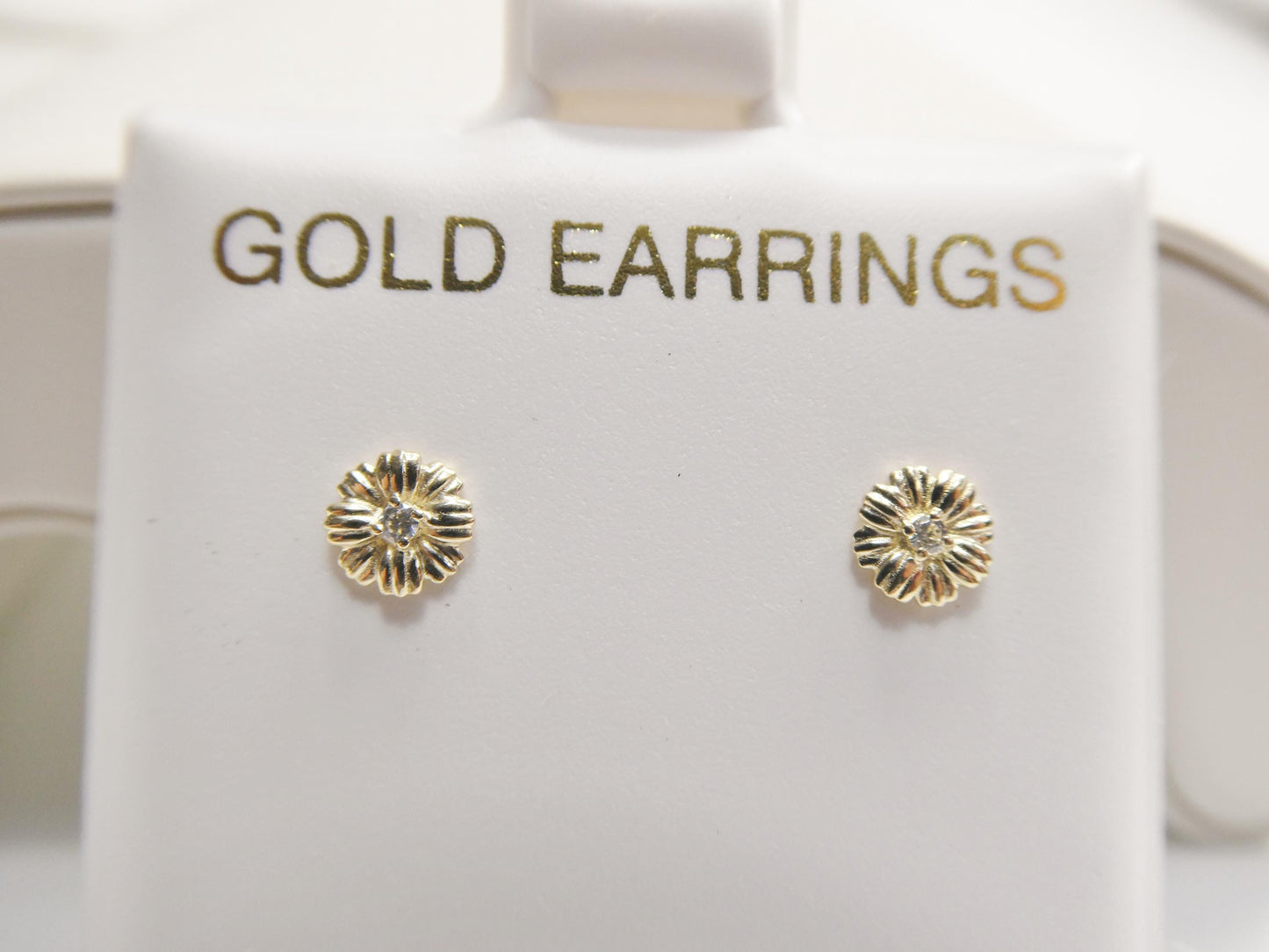 10k real solid yellow gold small flower push back earrings