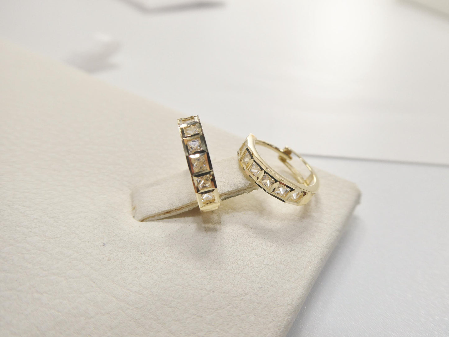 real 10k solid yellow gold designer hoop huggie earrings