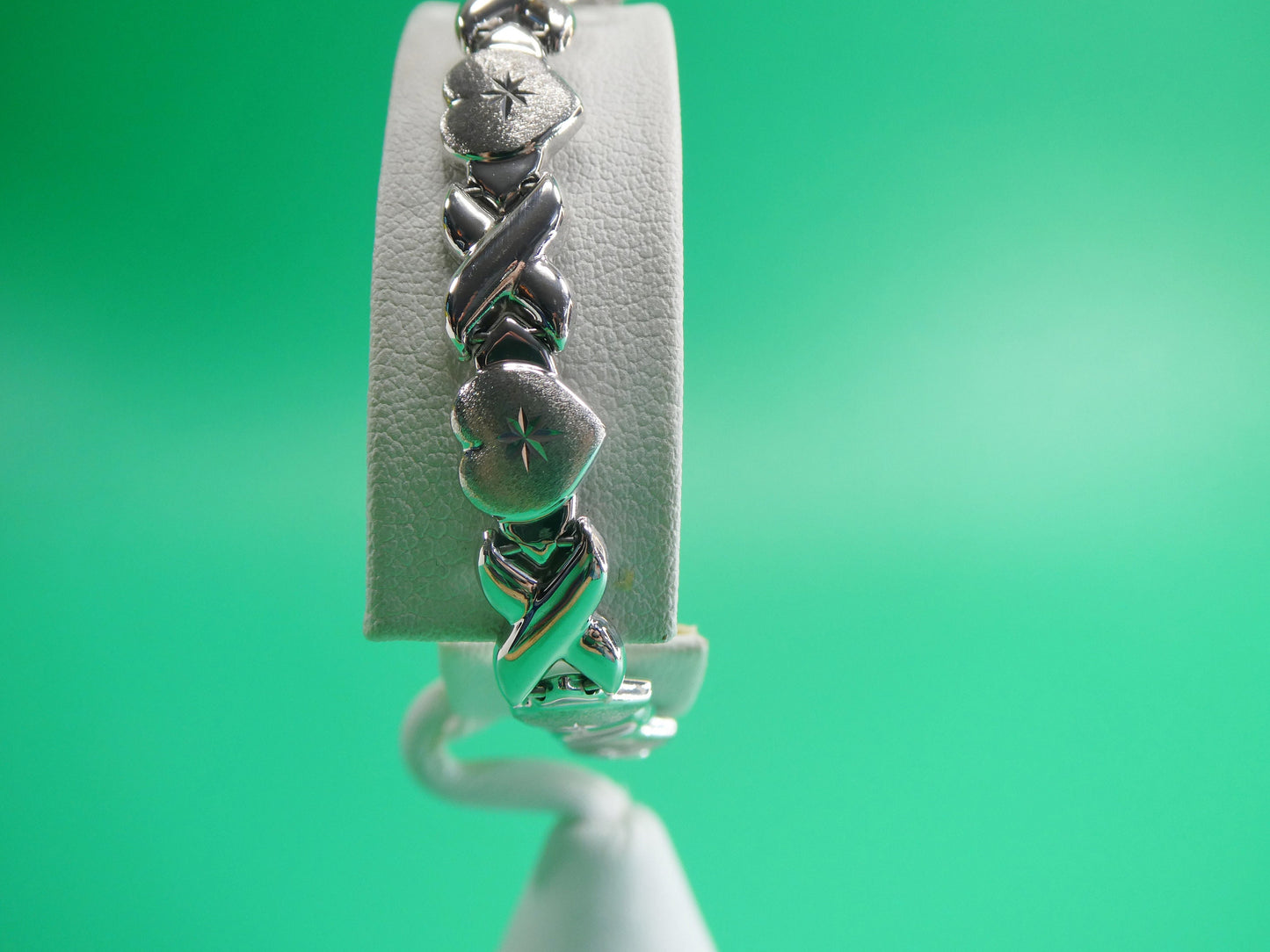7.5 inch xoxo heart i love mom stampato bracelet 14k white gold color finish over real 925 sterling silver