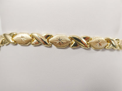 Real 925 Sterling Silver XOXO Hugs and Kisses Necklace 14k Yellow Gold Finish