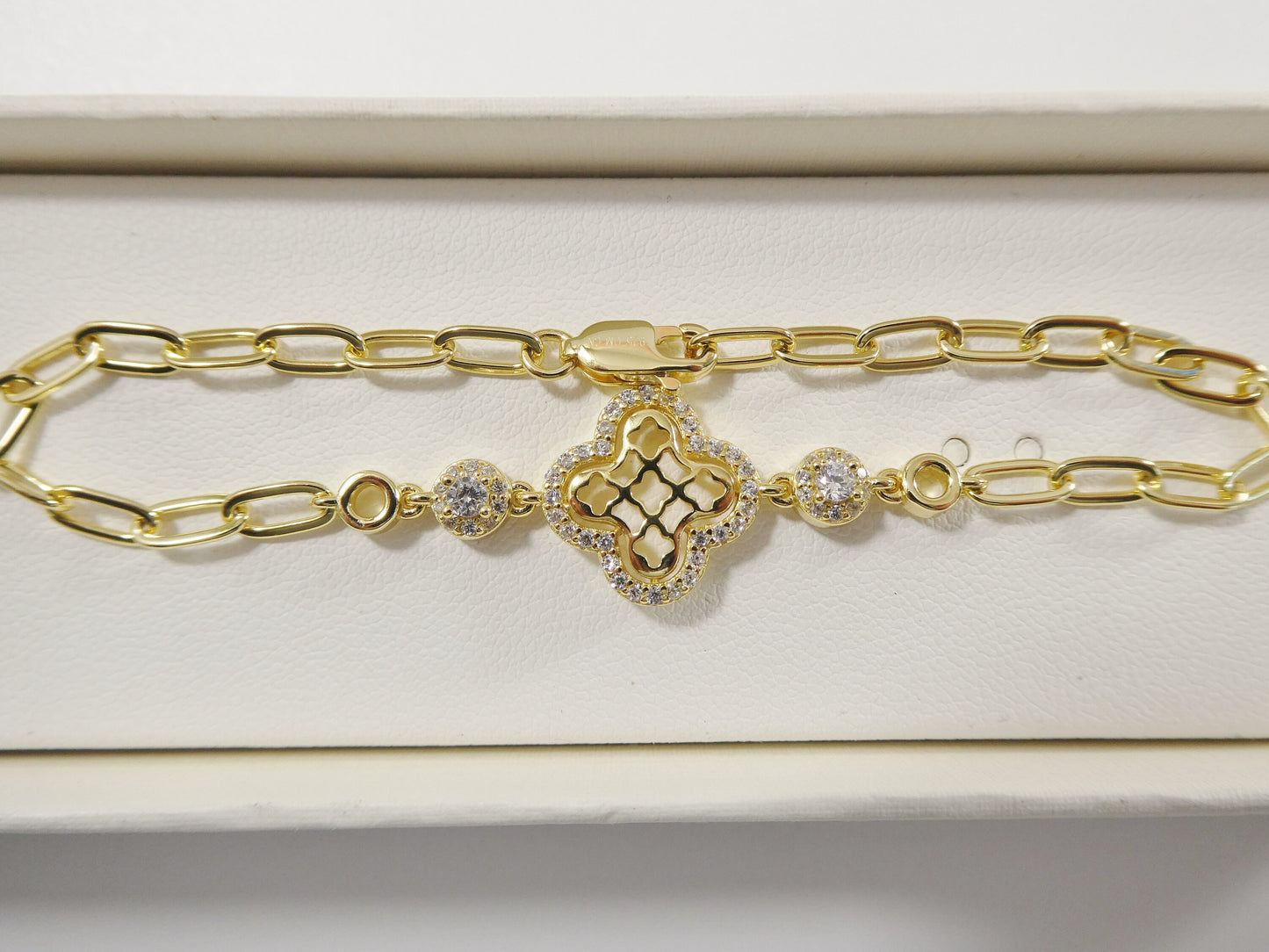 real 925 sterling silver paperclip bracelet 14k yellow gold finish