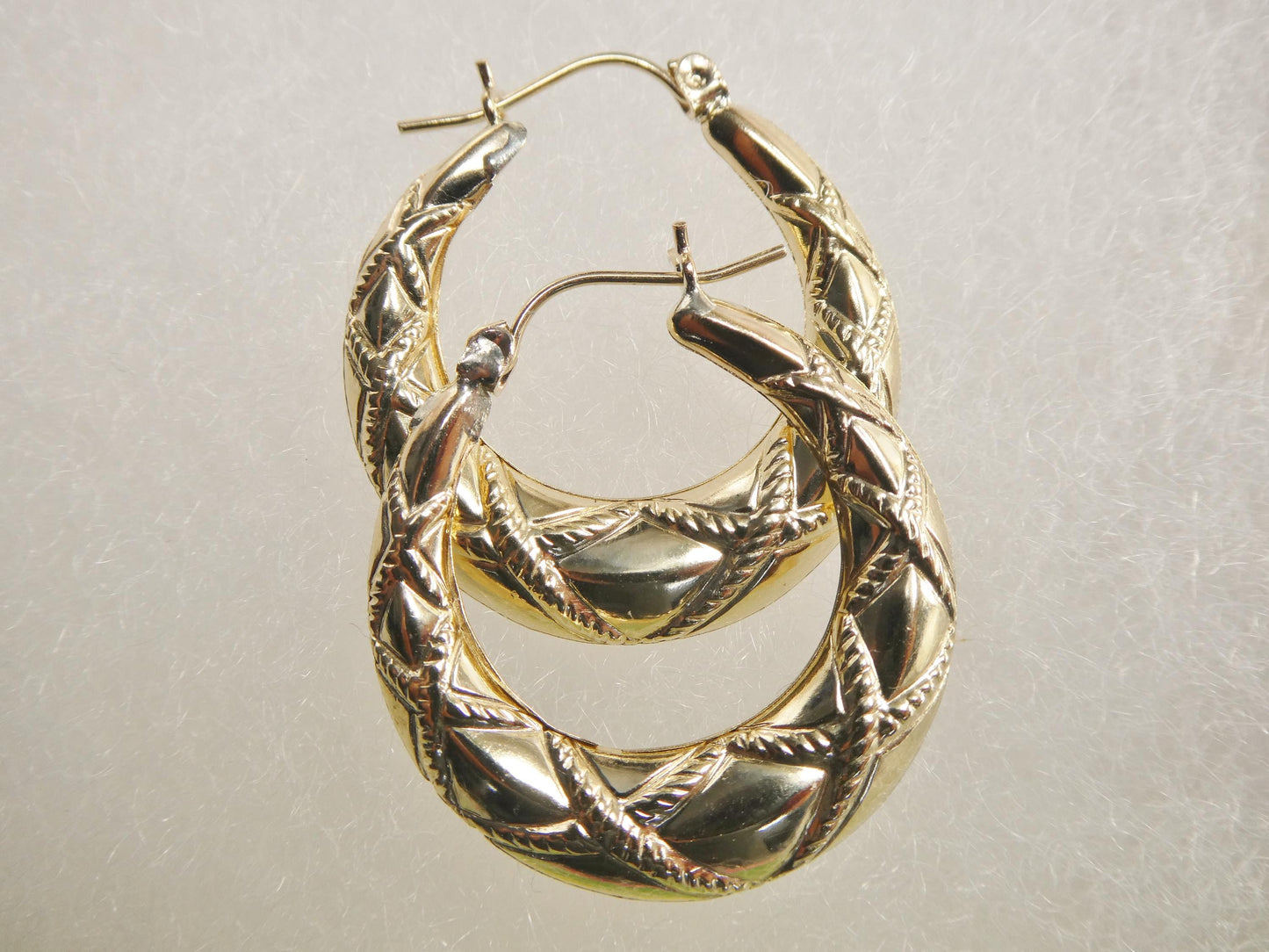 10k real solid yellow gold classic large design earrings