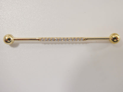 14k Real Solid Yellow Gold Straight Barbell Belly Button Ring Piercing